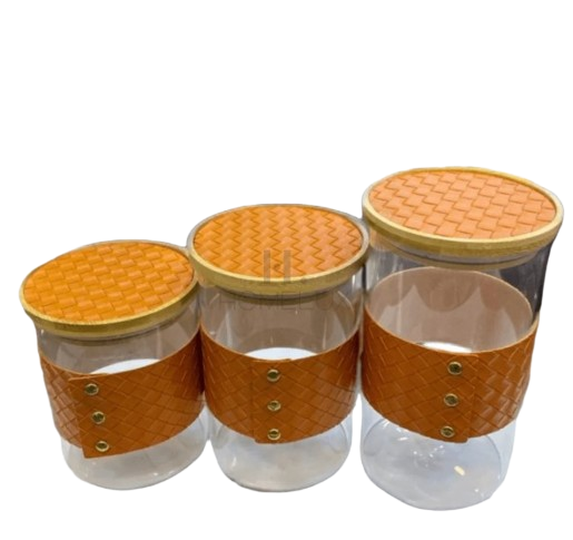 New Luxury Leather Belt Jars 3Pcs Set (Premium Quality)