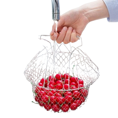 Magic Kitchen Foldable Chef Basket Fry Basket Strainer Net (Premium Quality)