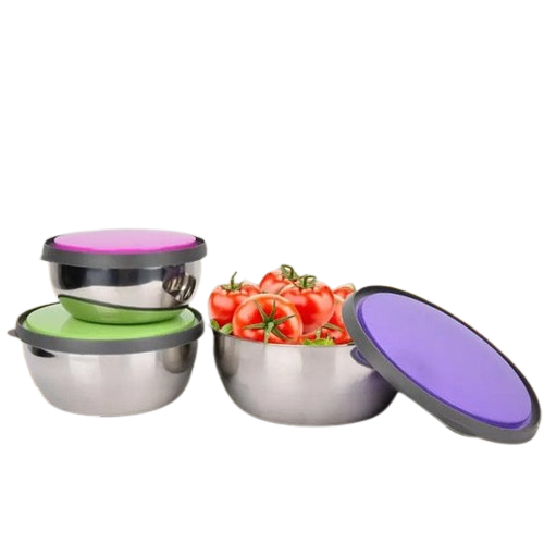 3 Pcs Stainless Steel Food Storage Container With Lids (Premium Quality)