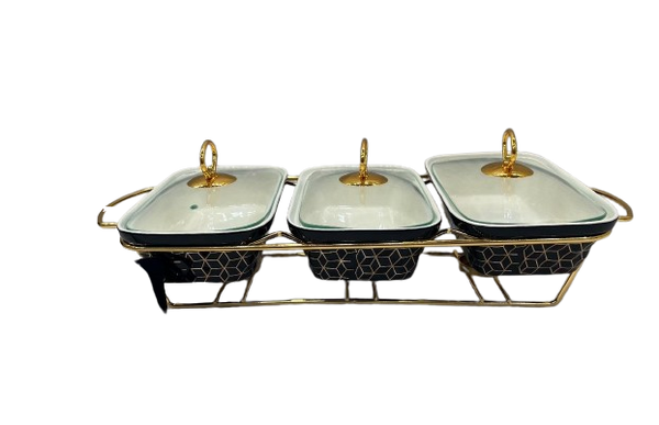 Luxury Triple Dish Food Warmer Buffet Style Serving
