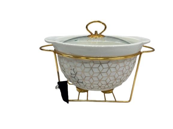 Luxury Ceramic Chafing Dish Gold Trim Buffet Warmer