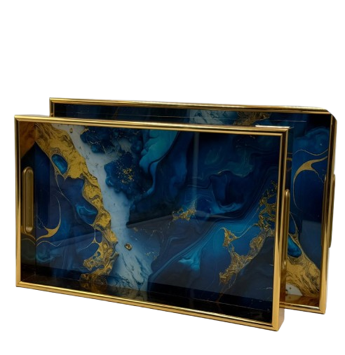 2 PCS ACRYLIC PRINTED TRAY SET