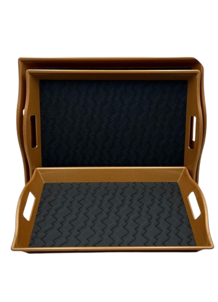 3 PCS LEATHER TRAY SET