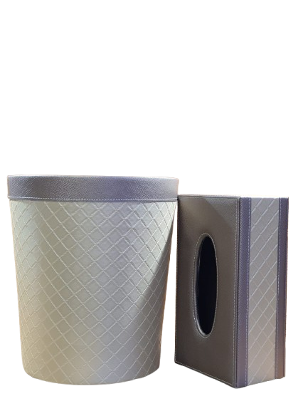 Diamond Weave Dustbin and Tissue Box
