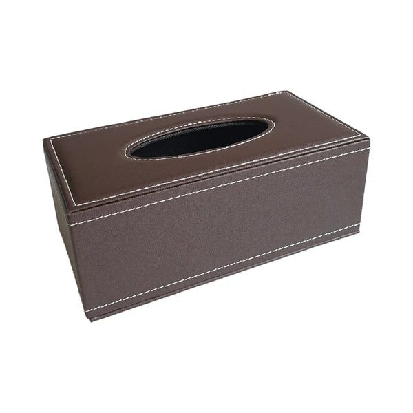 Leather Tissue Box brown