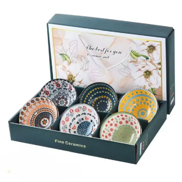 Japanese Style 6-Ceramic Bowl Set With Gift Box
