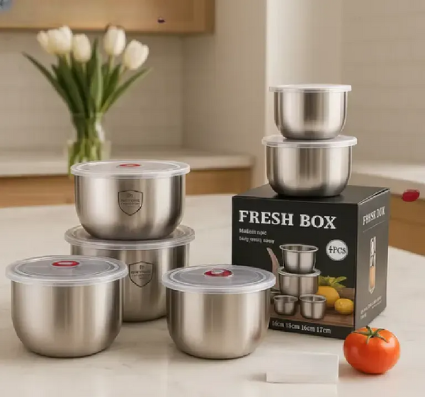 Stainless Steel 3Pcs Salad Bowl Set With Air Tight LId