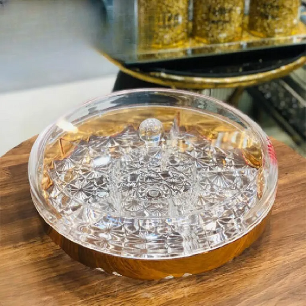 Acrylic Transparent Snack Tray with Lid (Round Shape)