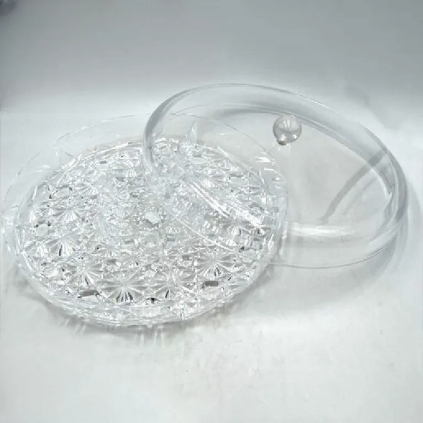 Acrylic Luxury Transparent Snack Tray with Lid (Round Shape)