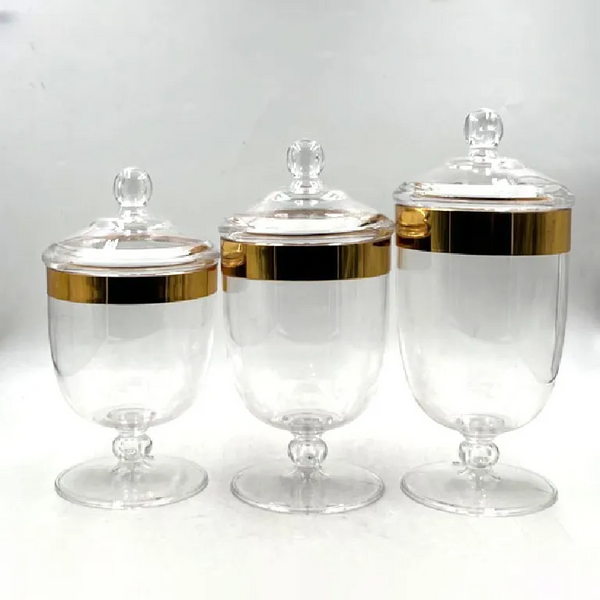 Luxury Crystal-Clear Acrylic Airtight Candy & Dry Fruit Jars Pack Of 3