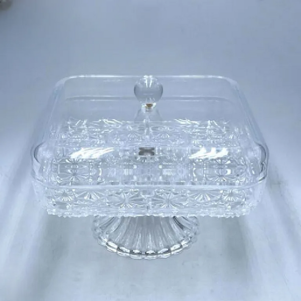 Clear Acrylic Square Dessert Serving Platter With 5 Compartments Lid