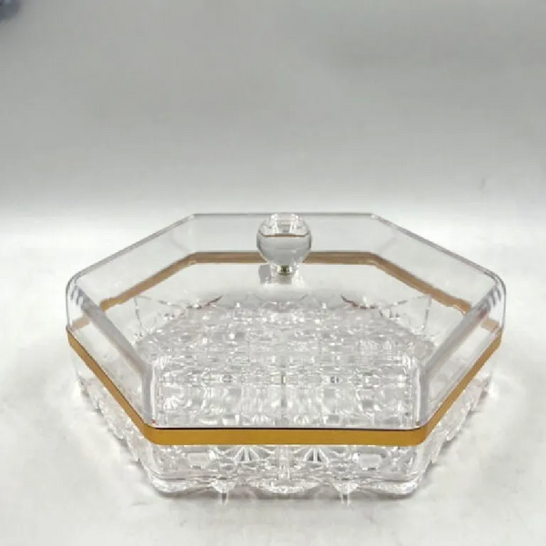 Luxury Acrylic Style Transparent Dry Fruit Tray with Lid (Hexagon Shape)