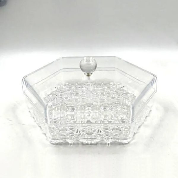 Acrylic Transparent Snack Tray With Lid (Haxigon Shape)