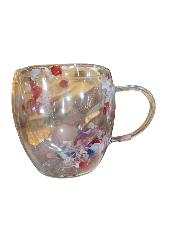 Double Walled Glass Coffee Mug Aesthetic Flower 1 Pcs