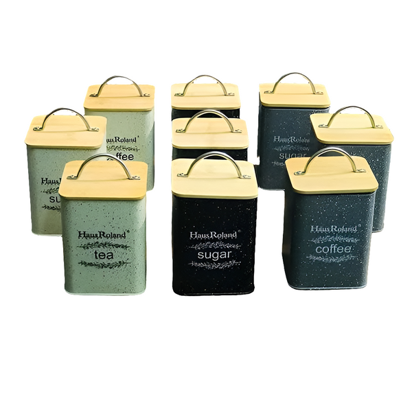 HausRoland 3Pcs Coffee Tea Sugar Airtight Jar Set (Premium Quality)