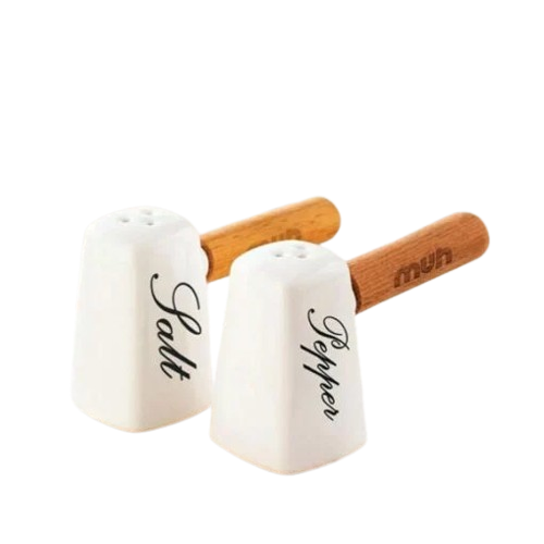 Hammer-Style Salt & Pepper Shaker Set with Wooden Base