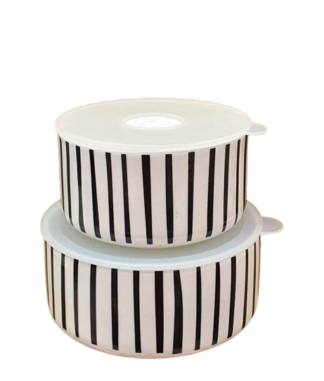 Vertical Stripe Ceramic Storage Bowl