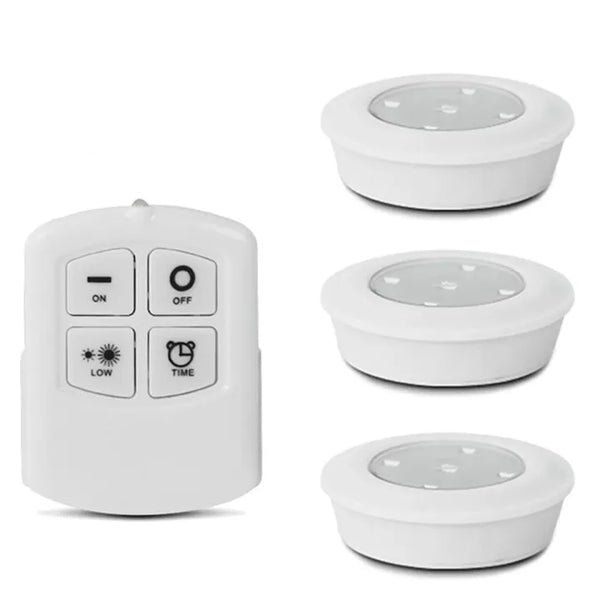 Tap LED Light With Remote Control (Pack of 3 Lights) Cell Operated