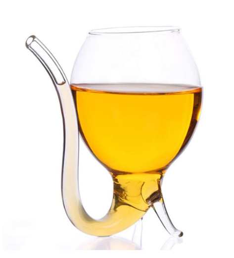 Swirl Sip Glass Goblet with Sipping Tube