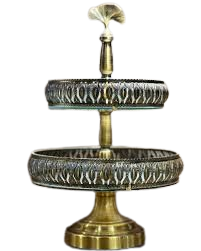 Two-Tier Decorative Dessert Stand with Gold Detailing