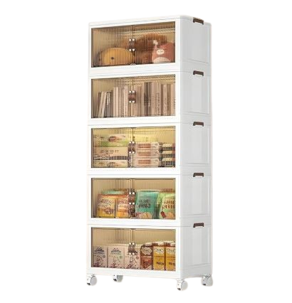 5 -Tier Multipurpose Folding Storage Cabinets With Wheels (Premium Quality)
