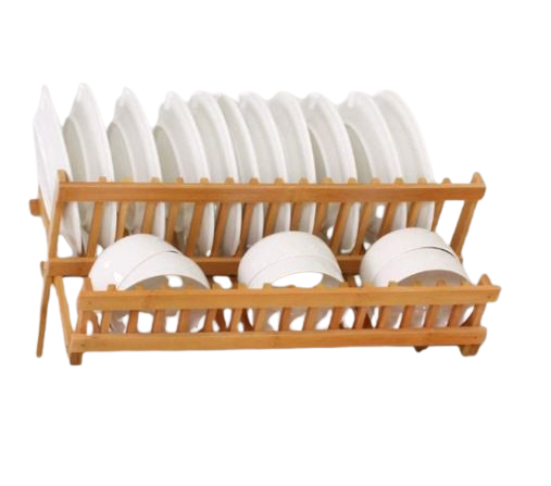 Foldable Bamboo Dish Drying Rack Holder (Premium Quality)