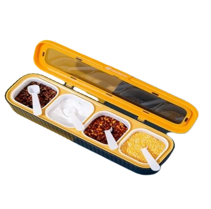 4-Compartment Seasoning Jars Storing Spices Salt Sugar Pepper (Premium Quality)