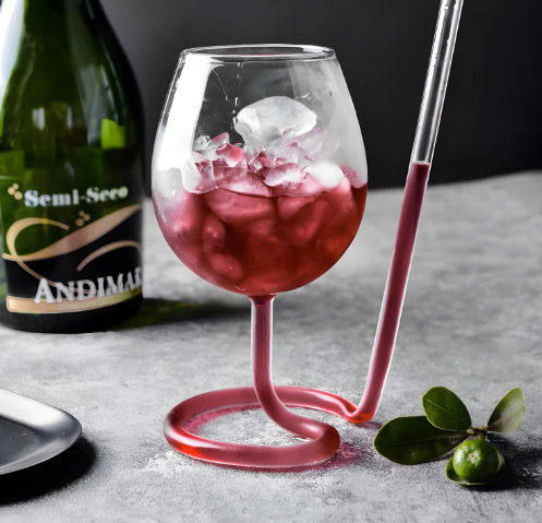 Straw Spiral Wine Glass Cocktail Glass with Straw