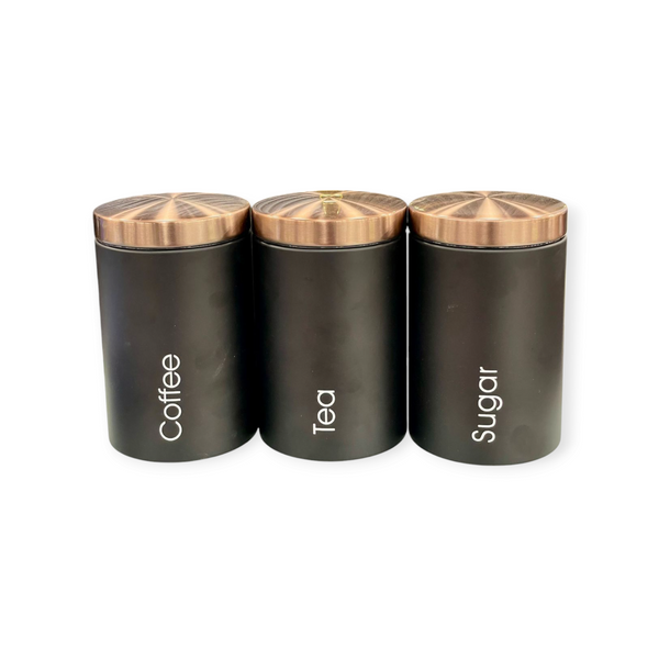 3-piece set of vintage-style Metal Containers Designed for Storing Coffee, Tea, and Sugar
