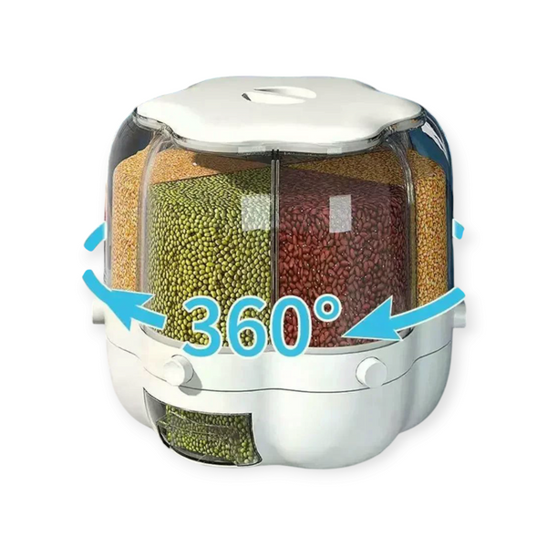 360° Rotating Grains Storage Boxes Kitchen Separated Sealed Cereal Container 9Kg