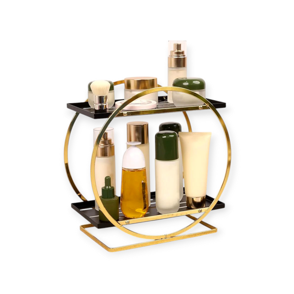 2 Tier Metal Makeup Shelf Organizer Large Capacity