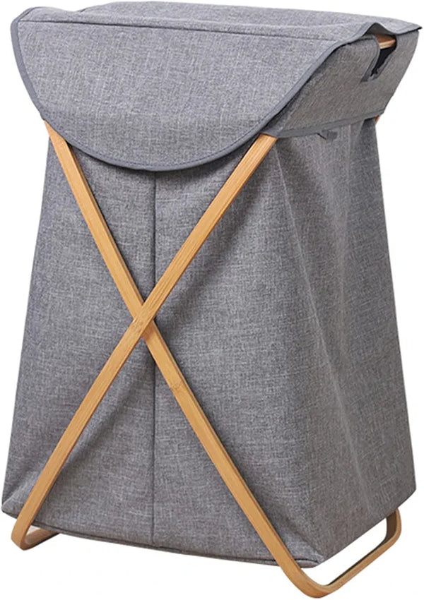 Bamboo Laundry Basket, Foldable Storage Hamper With Lid