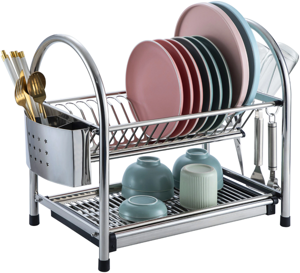 2 Tier Stainless Steel Plate Storage Rack