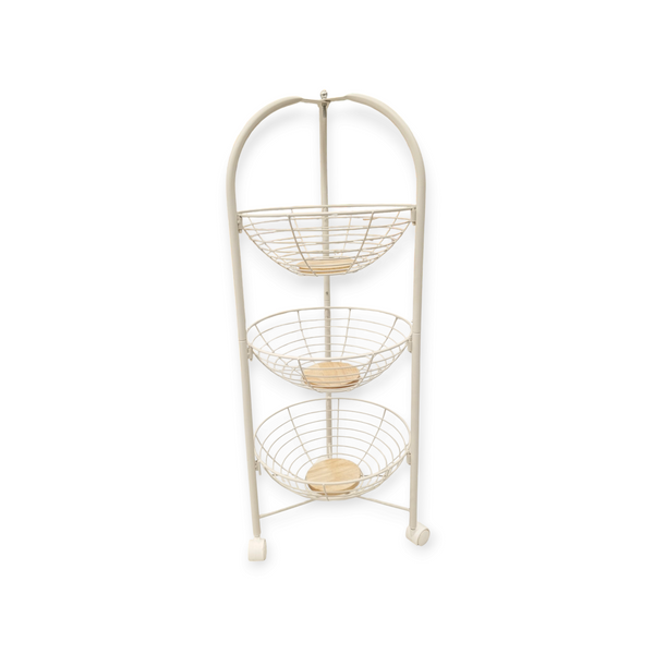 Fruit and Vegetable Basket - Premium Metal Finish with Wooden Accents