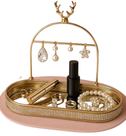 Elegant Golden Jewelry Stand