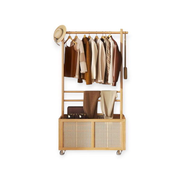Multifunctional Bamboo Clothes Rack for Bedroom