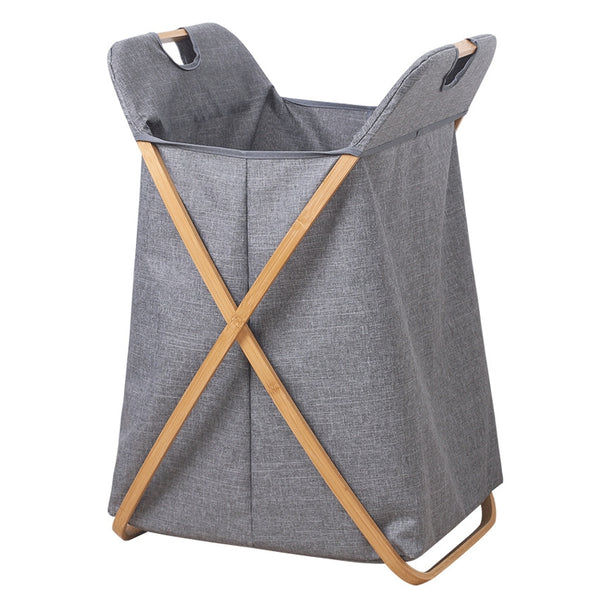 Bamboo Laundry Basket Foldable Storage Hamper With Handle