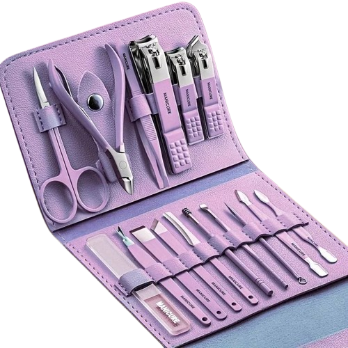 16 PCS Professional Nail Clipper Manicure Pedicure Set With Leather Case (Premium Quality)