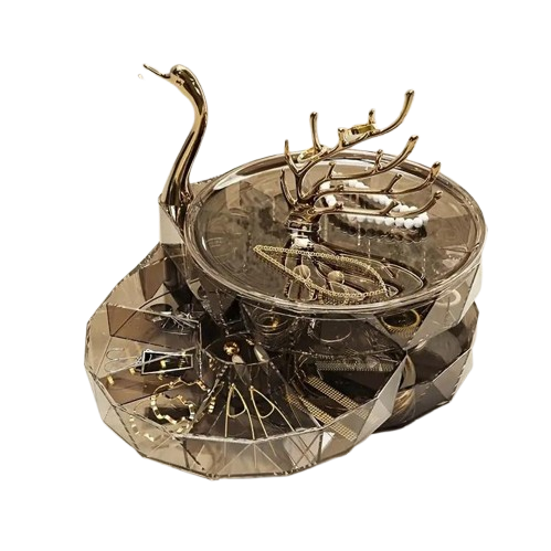 3-Layer Jewelry Case with Swan Shaped Lid