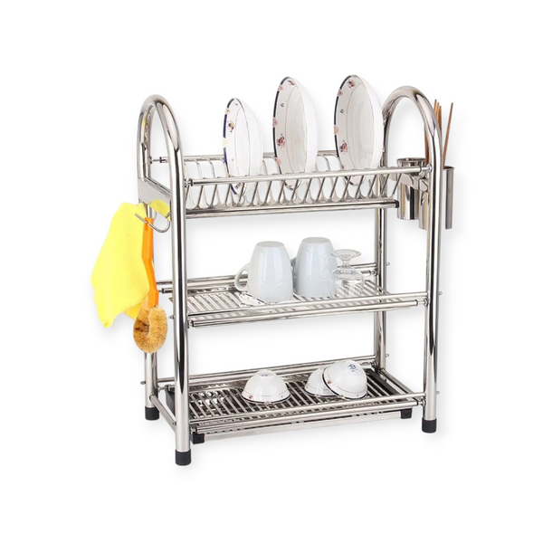 3 Tier Stainless Steel Plate Storage Drain Rack