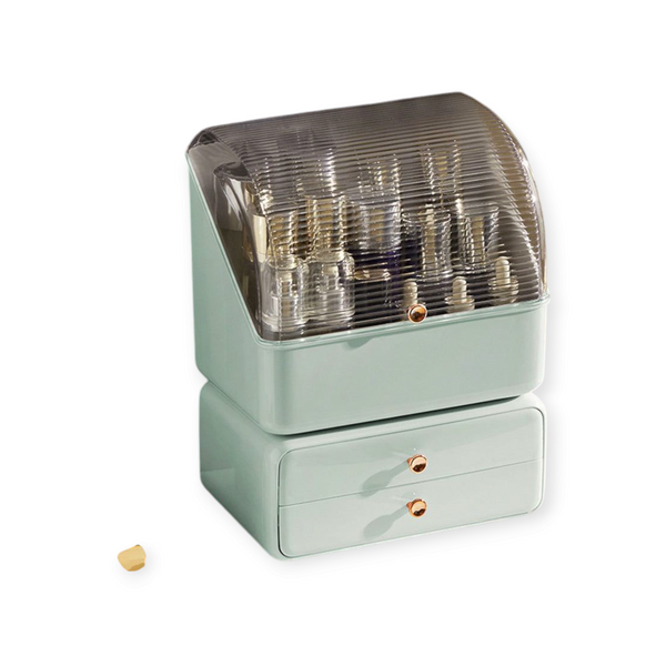 Makeup Organizer Waterproof Dustproof Cosmetic Display Box for Vanity  (Green)