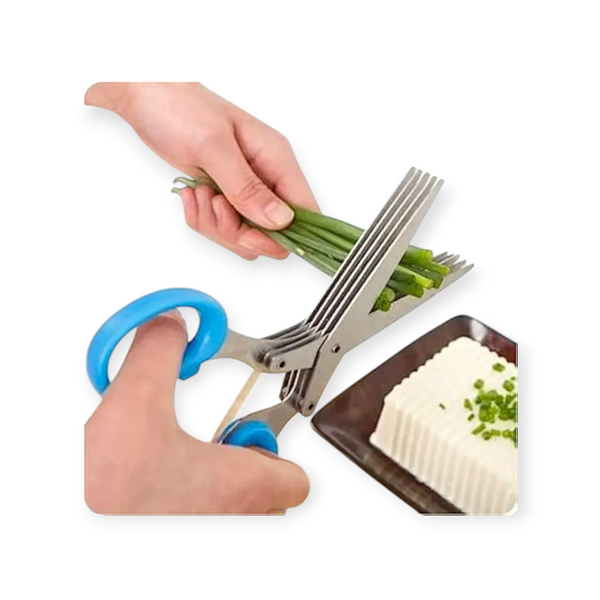 Vegetables Stainless Steel Herb &  Vegetable Scissor 5 Blades With Cleaning Brush