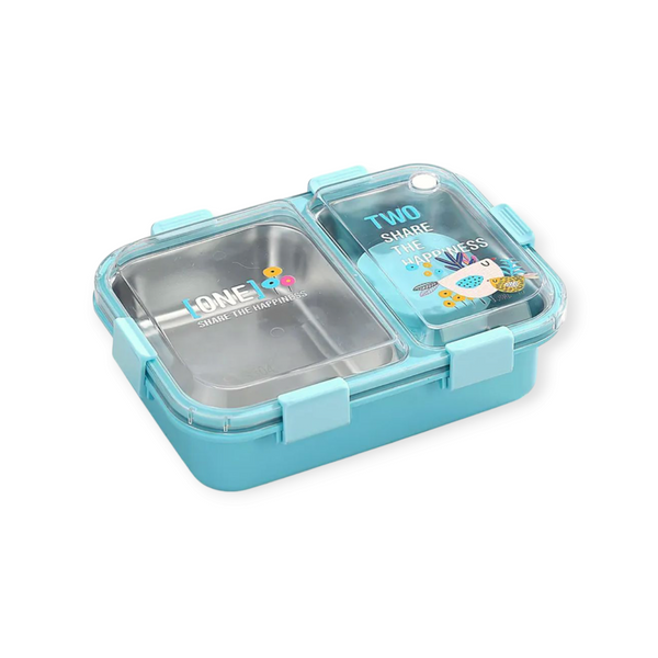 LAXSON Stainless Steel Lunch Box For Kid 800ml 2 Grids+ 70ml Sauce Bowl