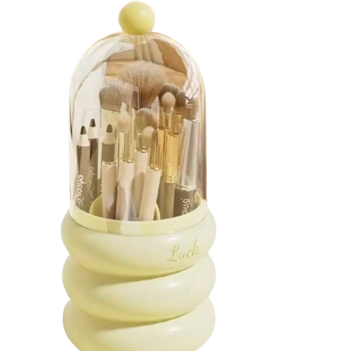 360° Degree Rotating Makeup Brush Holder with Dustproof Lid (Premium Quality)