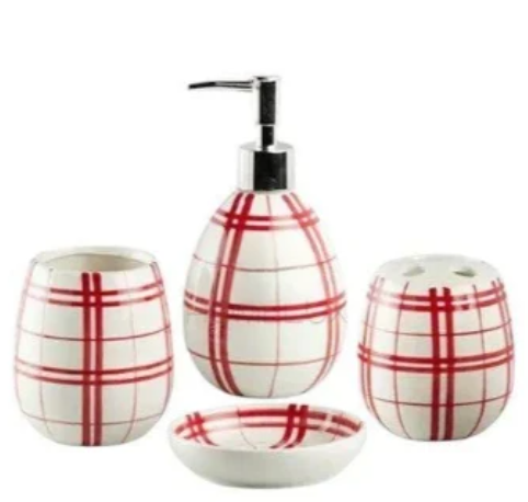 4 Pcs Bath Set Red