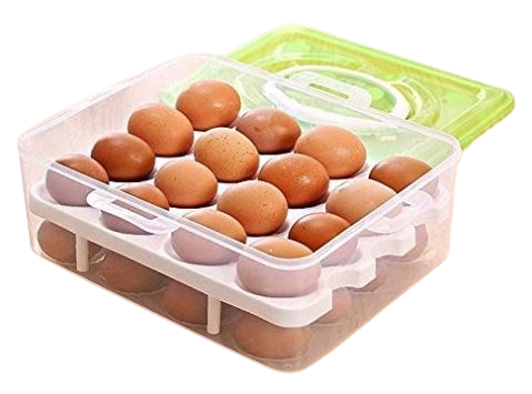 Double Layer 32 Grids Egg Storage Box With Lid (Premium Quality)